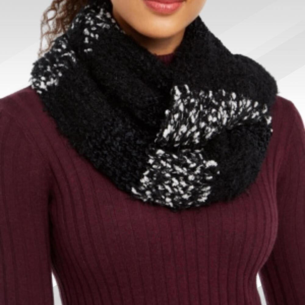 2/$30 INC International Concepts Black Mixed Yarns Loop Knit Scarf One Size NWT